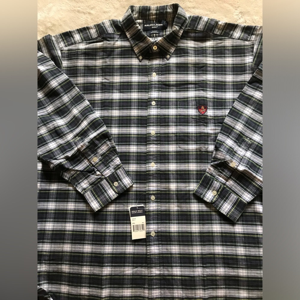 Ralph Lauren Golf Green and Blue Stewart Plaid Shirt